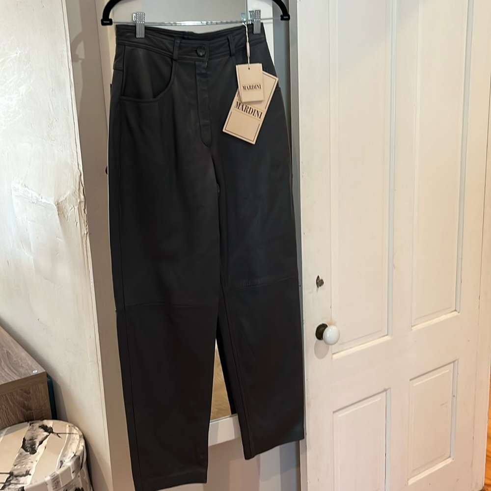 Mardini dark grey leather pants size 6 brand new with tags